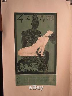 Affiche Quatz'arts Graphisme Deco Bouddha Erotisme Signee Jacquet 1935
