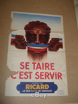 Affiche Ricard Draeger Se Taire C Est Servir 1940 Gouvernement Vichy Petain