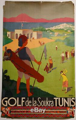 Affiche Roger Broders Golf De La Soukra Tunis Plm Vaugirard Tunisie 1932 Z217