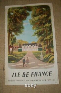 Affiche SNCF Ile de France 1946 Moulinsart HERGE signé LF Dominique