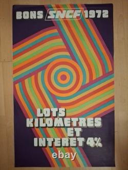 Affiche SNCF ancienne 1972 Bons à lots-kilomètres rare et psychédélique