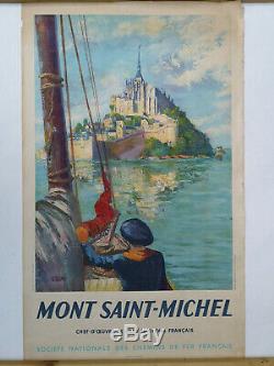 Affiche SNCF originale Starr 1947 région Mont Saint Michel 62 x 100 cms