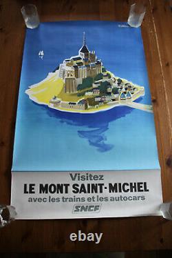Affiche SNCF pub tourisme LE MONT SAINT MICHEL trains 100 x 62 cm originale 1968