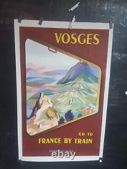 Affiche Sncf Vosges 1954 Lithographie 100x62cm Entoilee