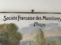 Affiche Société Française des Munitions Entoilée Tir aux pigeons artificiels EO
