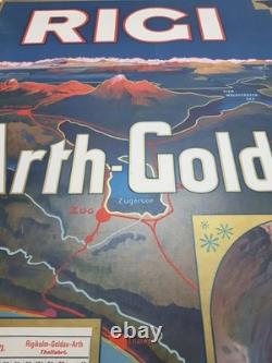 Affiche Suisse Ancienne RIGI VIA ARTH-GOLDAU 1902