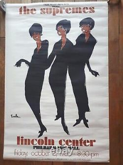 Affiche THE SUPREMES et DIANA ROSS. 1965 LINCOLN CENTER. Signée JOE EULA
