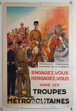 Affiche TROUPES MÉTROPOLITAINES Général LECLERC vers 1935 Maurice TOUSSAINT