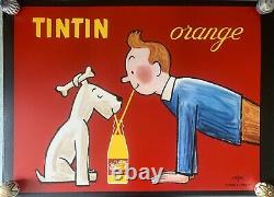 Affiche Tintin orange Savignac Années 80