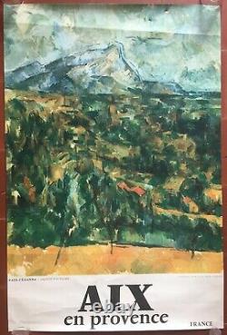 Affiche Tourisme AIX EN PROVENCE Paul Cézanne Sainte-Victoire 62x94cm 60's