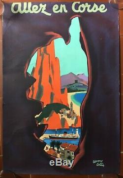 Affiche Tourisme ALLEZ EN CORSE Edouard Collin PAQUEBOT Transtlantique 40x59'50