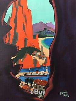 Affiche Tourisme ALLEZ EN CORSE Edouard Collin PAQUEBOT Transtlantique 40x59'50