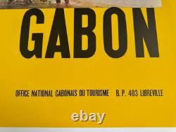 Affiche Tourisme Afrique Gabon Peche Chasse Sportive Miss Pin-up Tarpon 1960-70