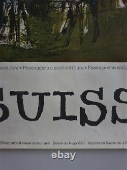 Affiche Tourisme SUISSE Promenade à Pied dans Jura 1963 illustr. HUGO WETLI