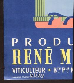 Affiche VINS René Médeville Cadillac Gironde Bordeaux 55x71cm poster 1650