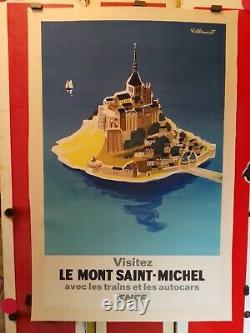 Affiche Villemot Sncf Mont saint Michel entoilée originale 1968