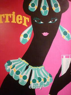 Affiche Villemot perrier femme noire au collier originale