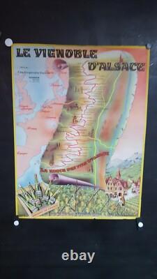 Affiche Vin Alsace Carte Animee 1963