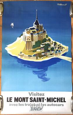 Affiche Vintage Poster Sncf Visitez Mont Saint Michel Villemot 1968