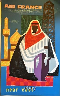 Affiche air france originale Guy Georget Near East. 1963 Parfait État À+