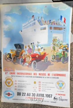 Affiche ancien pub 24 heure du mans ACO compagnie maritime course musé auto 1967