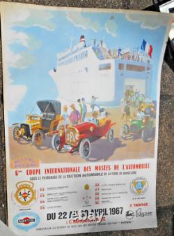 Affiche ancien pub 24 heure du mans ACO compagnie maritime course musé auto 1967