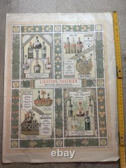 Affiche ancienne 1892 Liqueurs Cusenier Art Nouveau originale chromolitho rare