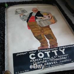 Affiche ancienne 1925 TRANSPORT COTTY 160x120cm