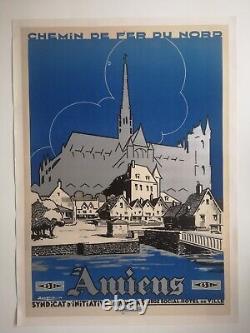 Affiche ancienne Amiens 1929 chemin de fer du Nord