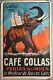 Affiche Ancienne Cafe Collas Perle Des Indes Elephant Antilles Tours Litho 1927