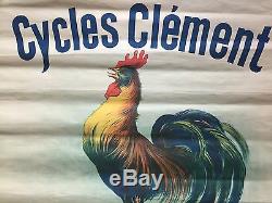 Affiche ancienne CYCLES CLEMENT Rue Brunel Paris COQ Bike VELO Original 1900