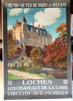 Affiche ancienne Château de La Loire LOCHES Chemin de fer PO Constant DUVAL