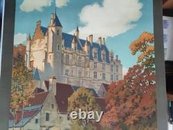 Affiche ancienne Château de La Loire LOCHES Chemin de fer PO Constant DUVAL