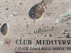 Affiche ancienne Club Méditerranée Genève Clem 1955 Imp Karcher publicitaire pub