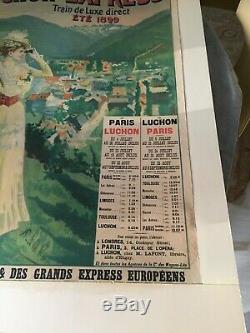 Affiche ancienne Compagnie des Wagons-Lits Train Luchon-Express 1899