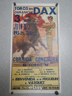 Affiche ancienne Corrida Dax 1973 old bullfight poster cartel antiguo plakat 70s
