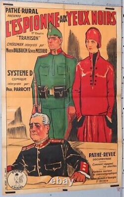 Affiche ancienne FILM 1926 L'ESPIONNE AUX YEUX NOIRS VINTAGE MOVIE POSTER 1926