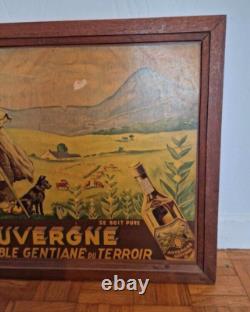 Affiche ancienne Gentiane auvergne encadrée