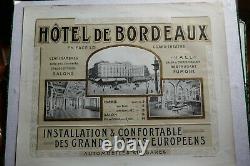 Affiche ancienne HÔTEL DE BORDEAUX face Grand Théâtre automobile gare WETTERWALD