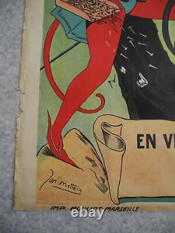 Affiche ancienne Jan Metteix arrache-clous Cavalade old french poster plakat art