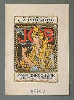 Affiche ancienne Job par Mucha en etiquette originale 1900 collection