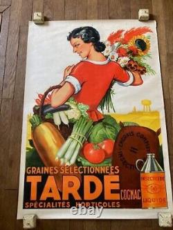 Affiche ancienne LITHO GRAINE TARDE Henry Le Monnier 1928 COGNAC 70X 100 cm