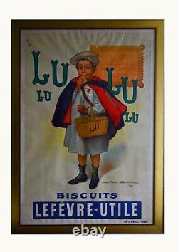 Affiche ancienne LU Lefèvre Utile TRES RARE 1900 1924 Firmin BOUISSET encadré