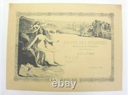 Affiche ancienne La Dépêche COUPE AUTOMOBILE gd tour Pyrénées TOULOUSE A/R 1905