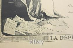 Affiche ancienne La Dépêche COUPE AUTOMOBILE gd tour Pyrénées TOULOUSE A/R 1905
