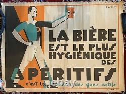 Affiche ancienne La bière est le plus hygiénique des apéritifs vers 1930