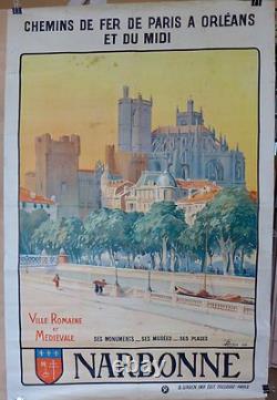 Affiche ancienne Lithographique NARBONNE par J Duvivier 1926