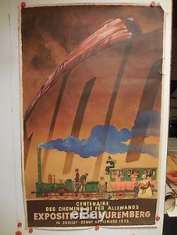 Affiche ancienne Nuremberg chemin de fer allemand 1935 par Jupp Wiertz expo