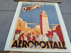 Affiche ancienne Old Original Poster Aeropostale Maroc Par Avion JEAN JAQUELIN