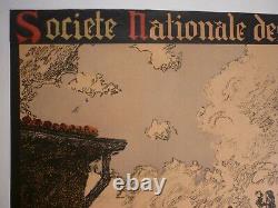 Affiche ancienne Originale SNCF chemin de fer Poitiers vers 1950 entoilée